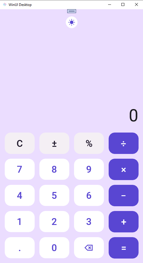 Calculator UI while the app is running