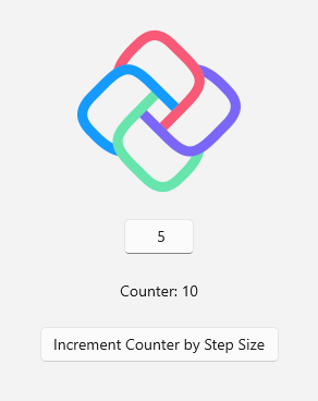 Screenshot of an Uno Platform app showing a counter