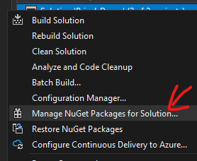 Manage Nuget for Solution item