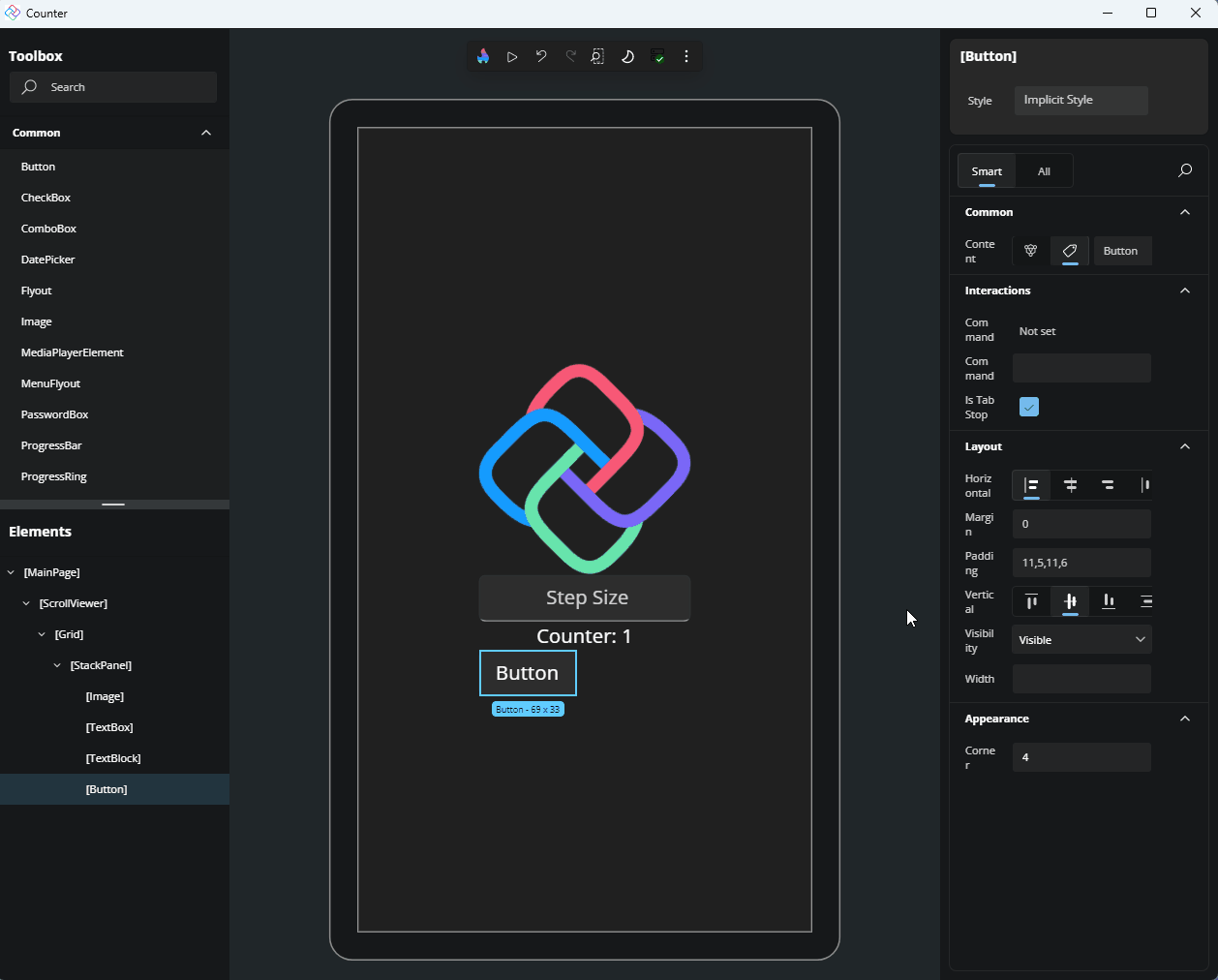 Resize Properties panel